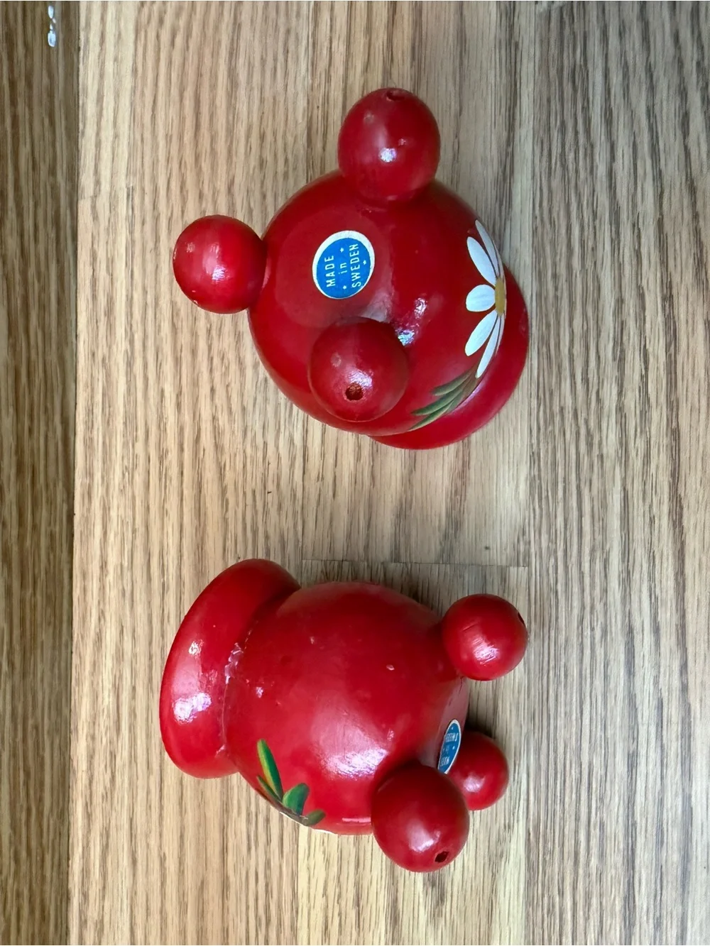 2 Hand-painted Wood CandleHolders made in Sweden
